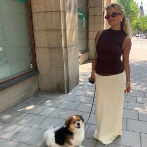 SIR The Label Jacques Mesh Tank in Chocolate Brown